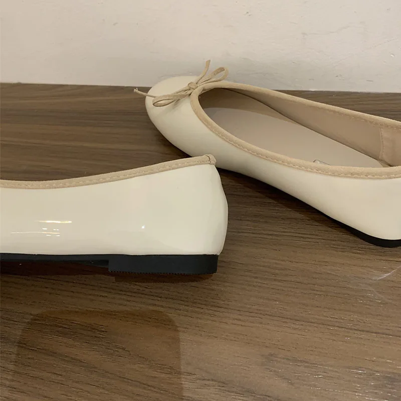 Frühling Herbst Damen Flache Schuhe Ballerinas Schmetterlingsknoten Weiche Modische Runde Zehenpartie Damenschuhe Neu – Detail 5