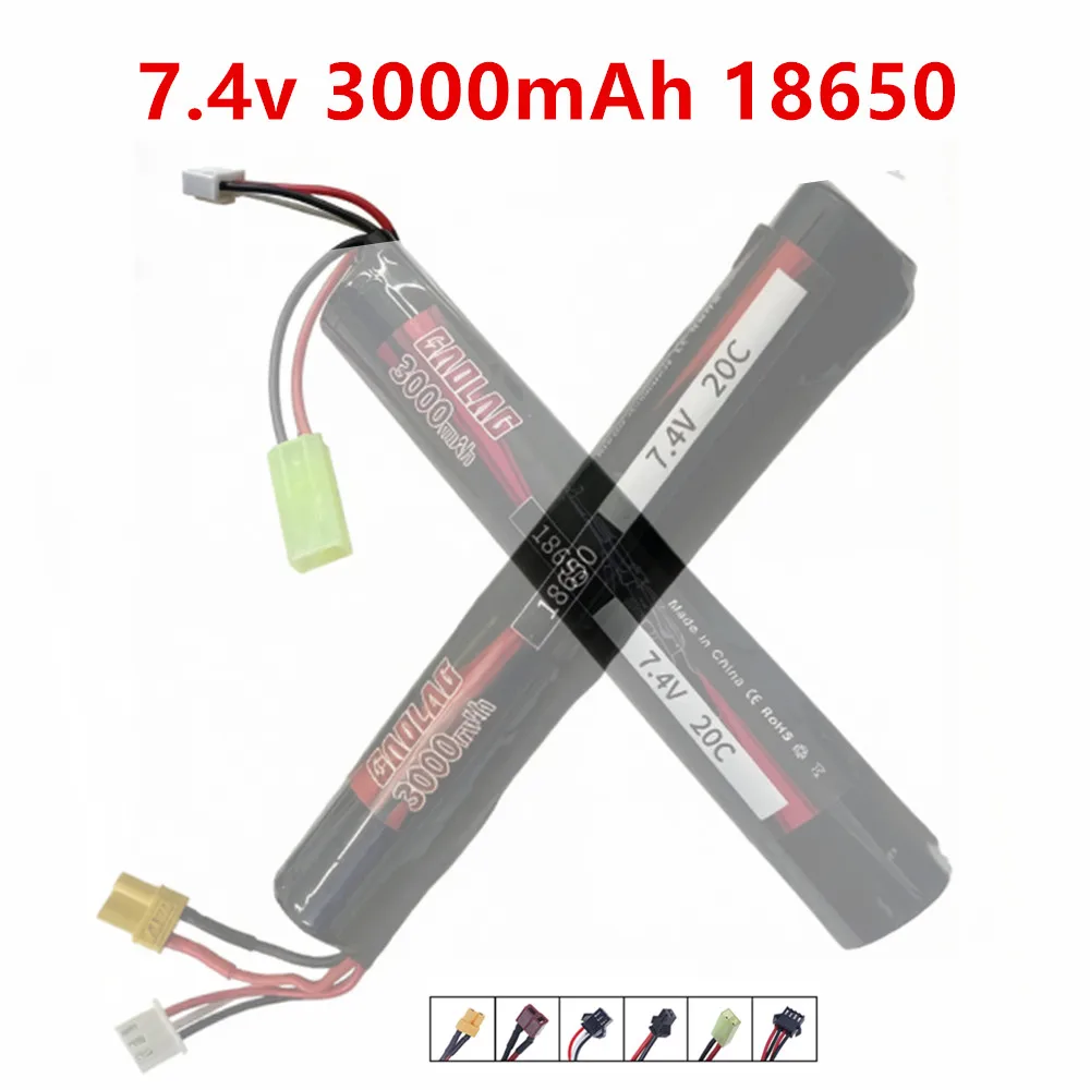 7.4V 3000mAh 18650 Li-ion Battery with Small Tamiya Deans T Connector For RC Helicopter & Airplane Car boat gun toy Parts