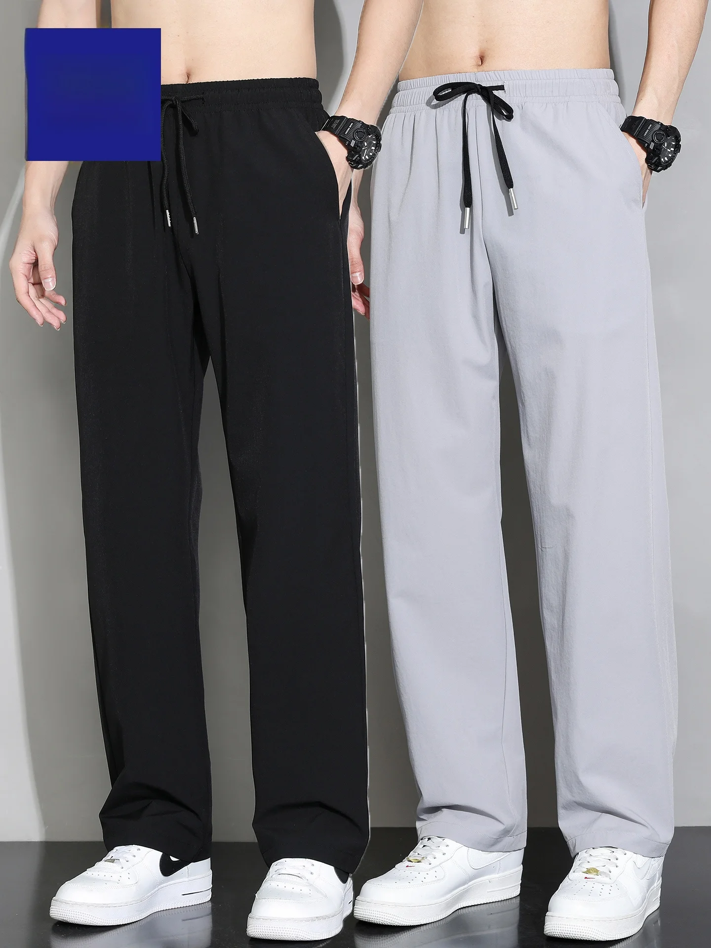 

Rn Men's Ice Silk Casual Pants Summer 2026 New Straight Leg Drape Qui Dry Loose Fit Long Trousers Thin High Elastici