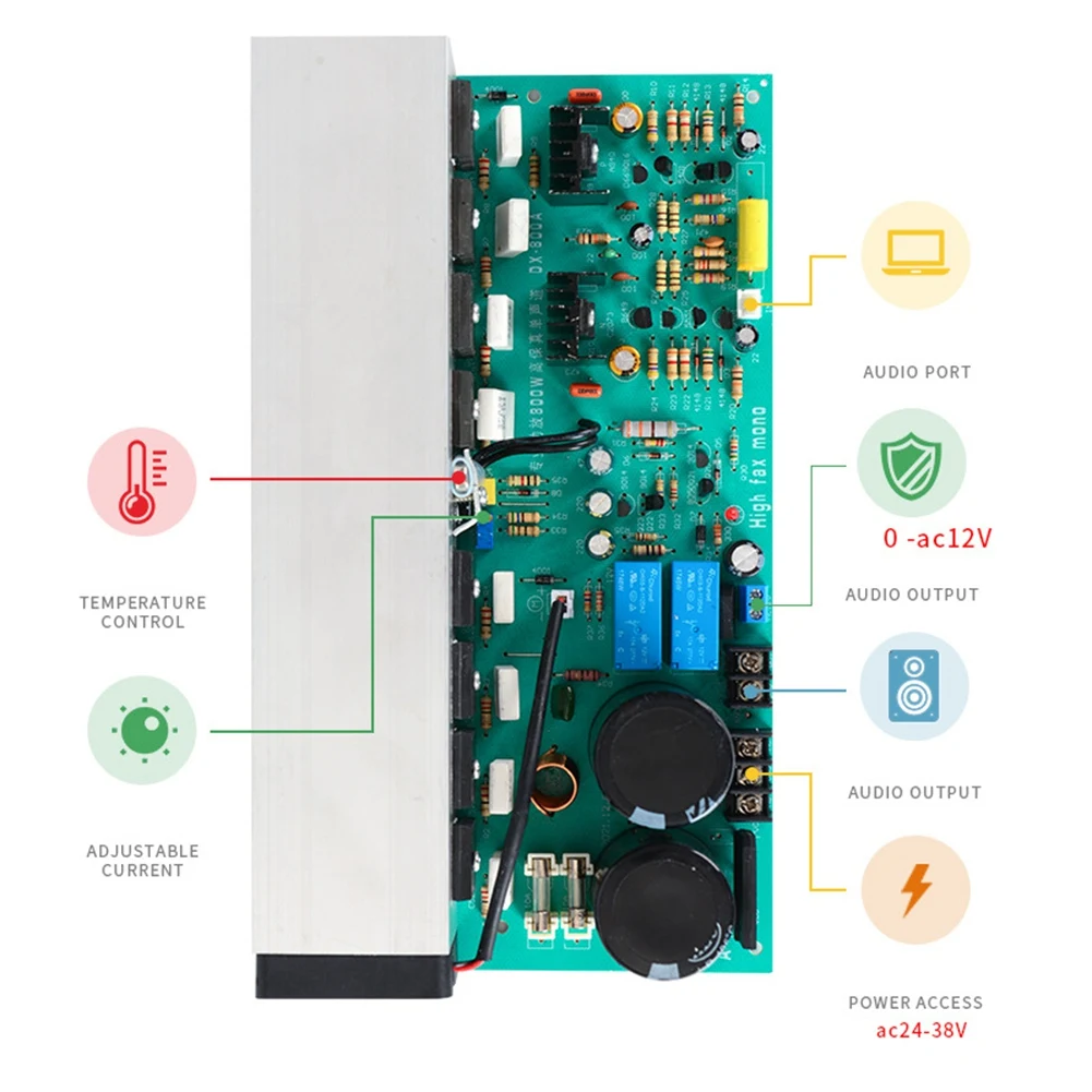 DX-800A مضخم رقمي مجلس 800 واط أحادية عالية الطاقة المهنية 2SA1943 2SC5200 الانتهاء من مكبر للصوت مجلس-يسار