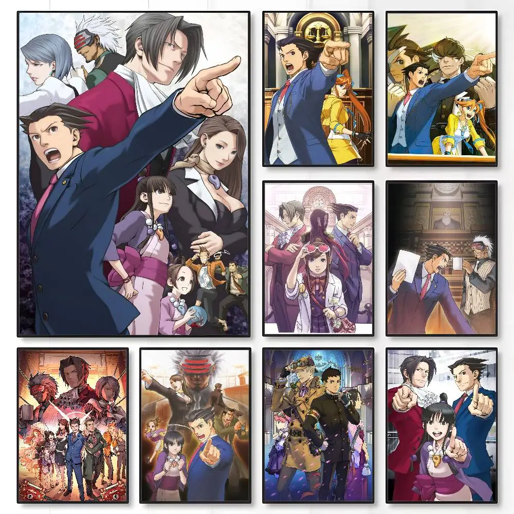 Affiche de jeu d'anime A-Ace A-Attorney, impression artistique murale collante, imperméable, décor esthétique pour la maison, le salon, la chambre à coucher, le Bar