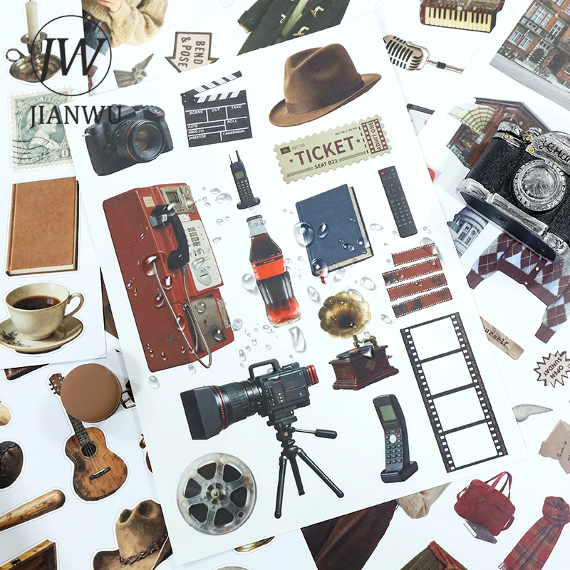 

JIANWU 20 Sheets/book Vintage Life Relic Scrapbook Landscape Material Collage Sticker Book Creative DIY Journal Stationery