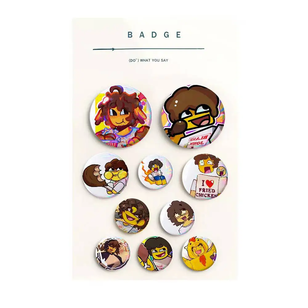 John S-Shedletsky Creative Round Button Pins Badge Set Cartoon Anime Movie Music Pattern Brooches for Bags Jackets