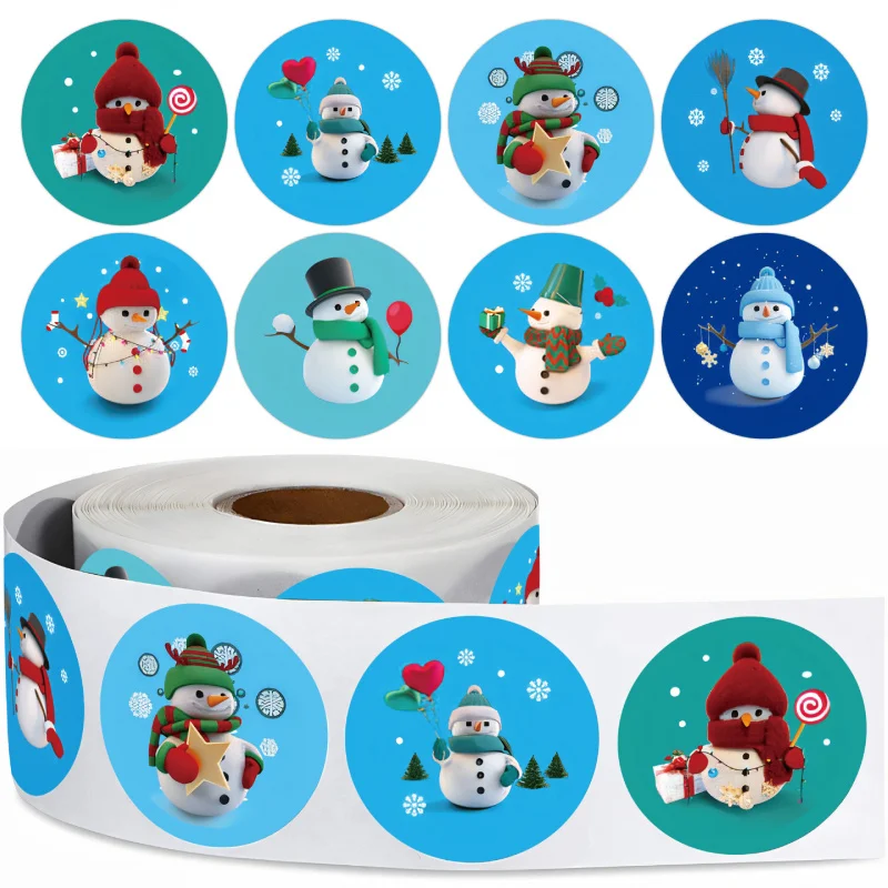 

Christmas Gift Seal Stickers, 500Pcs/Roll Self-Adhesive Round Labels for Packaging, Wrapping Tape Stickers for Envelopes