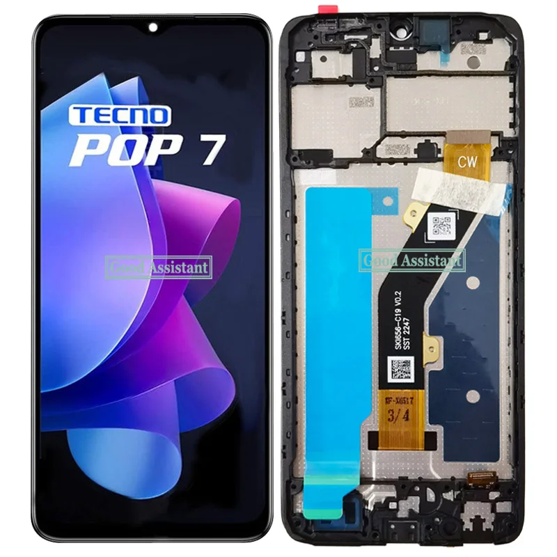 6.6 بوصة أسود لـ Tecno Pop 7 Pop7 BF6 BF7 شاشة LCD تعمل باللمس محول الأرقام لوحة الجمعية استبدال/مع الإطار