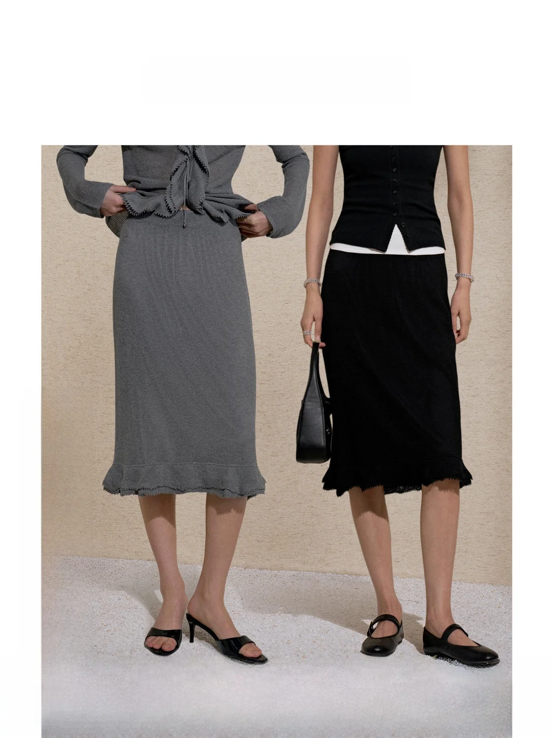 

Romantic Elegant Hollow out Lace Hem Skirt Women's mid Waist Straight Cut Spring New Style ZhiZhi JiaRenZui Breathable Skin-F...