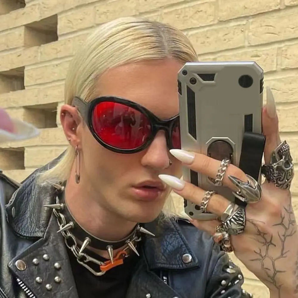 

Винтажные солнцезащитные очки большого размера UV400, спортивные солнцезащитные очки Y2K, оттенки для женщин и мужчин