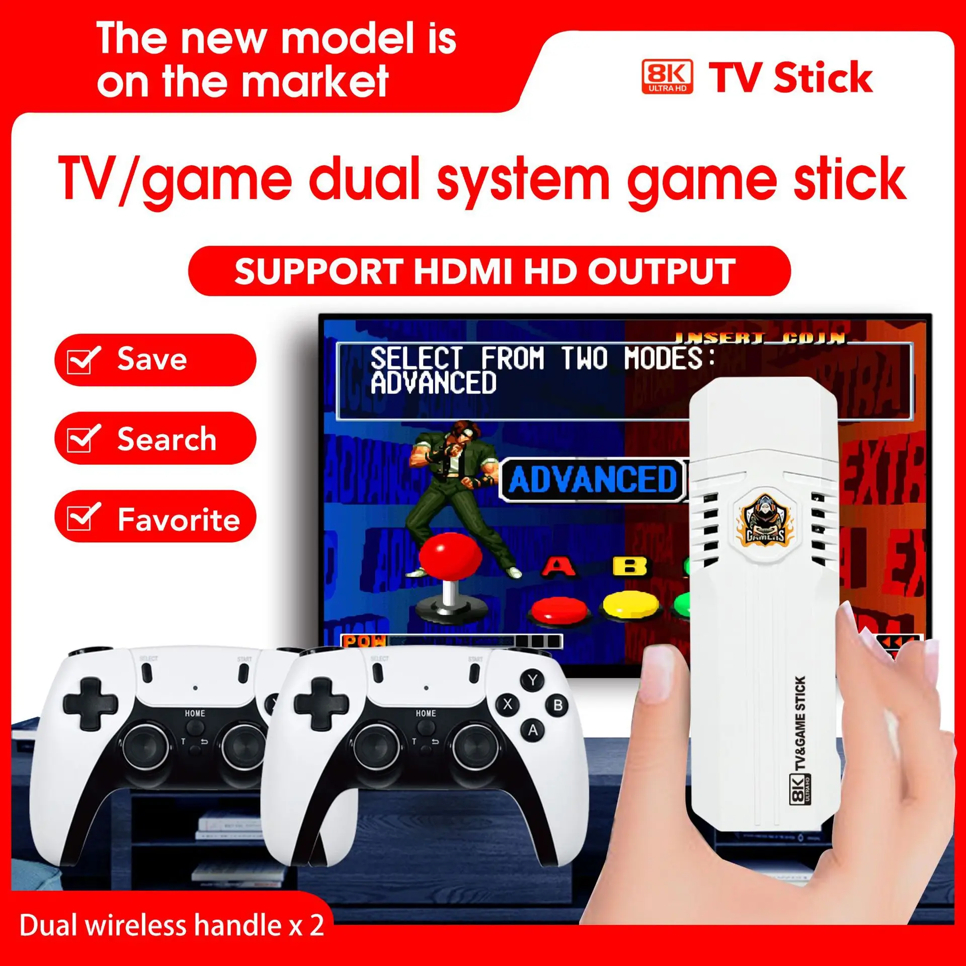 

2024 Mini K8 Pro Retro 8K HD TV Video Classic Game stick dual system wifi android12.1 ATV 3D 40000+ Games Console Wireless 2.4G