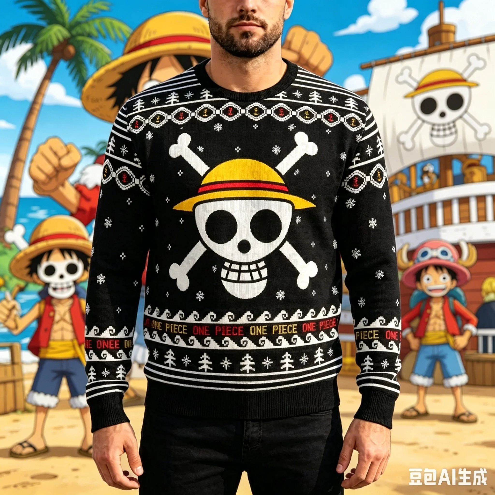 2026 Anime Straw Hat Pirates Adult Kids Crew Neck Sweatshirt Christmas Gifts Soft Comfy Relaxed-Fit Autumn Winter