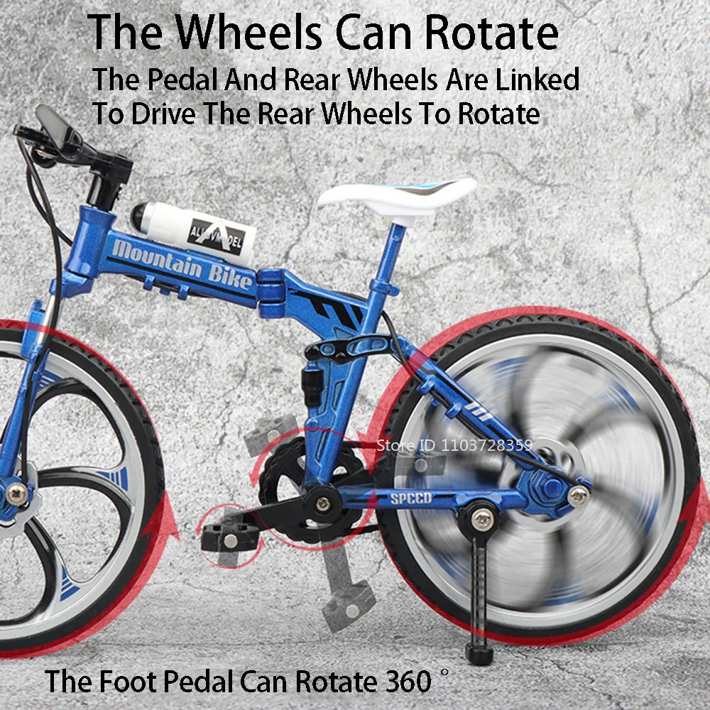 Bicicletas plegables en miniatura 1:8, modelo de juguete, bicicletas todoterreno, neumáticos de goma fundidos a presión de aleación, juguetes de bicicleta con absorción de impacto para niños, regalos