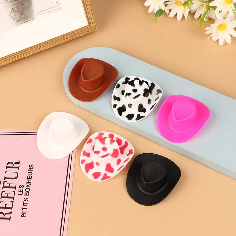 10Pcs Miniature Plastic Doll Hat Western Cowboy Hat Cowgirl Hat For Dolls Decoration Accessories