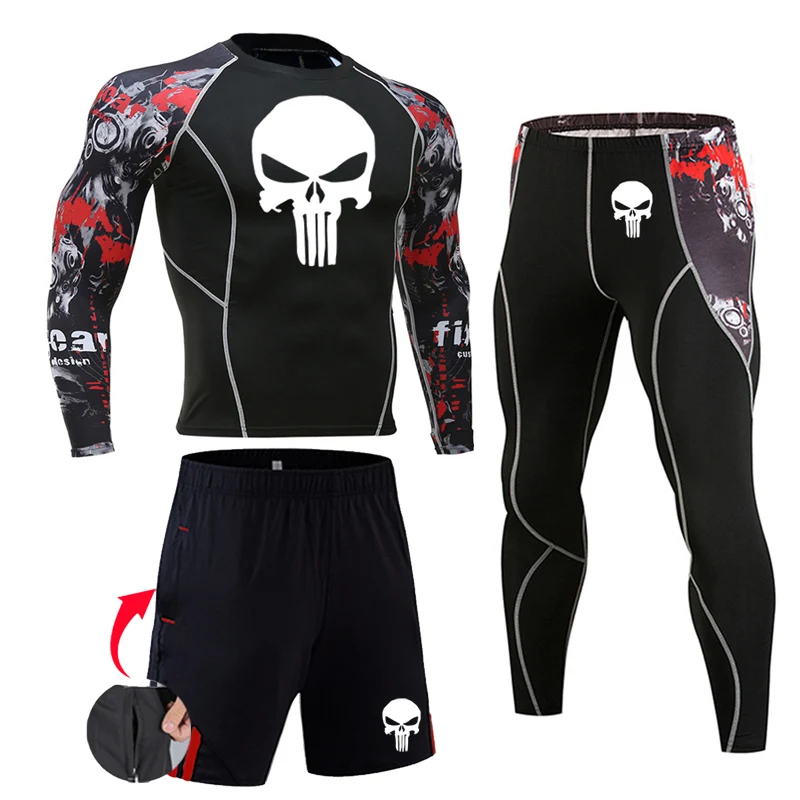 

Compression Sports Running Suit Men's Gym Workout Sweat Rash Guard Male Sportswear Tracksuit Set Winter Sports Thermal underwear