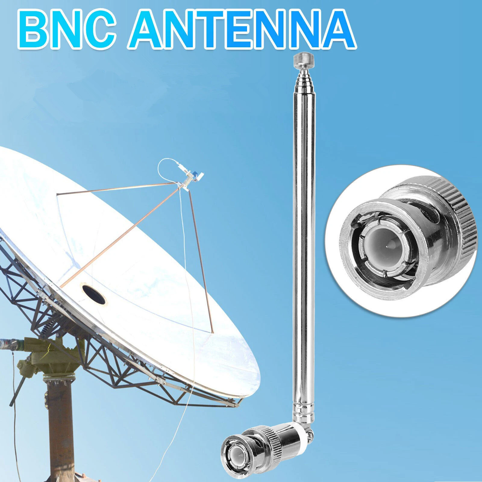 2Pcs BNC Telescopic Antenna Replacement for Radio Scanner 25-1300MHz HF VHF UHF Retractable Antenna for Receiver