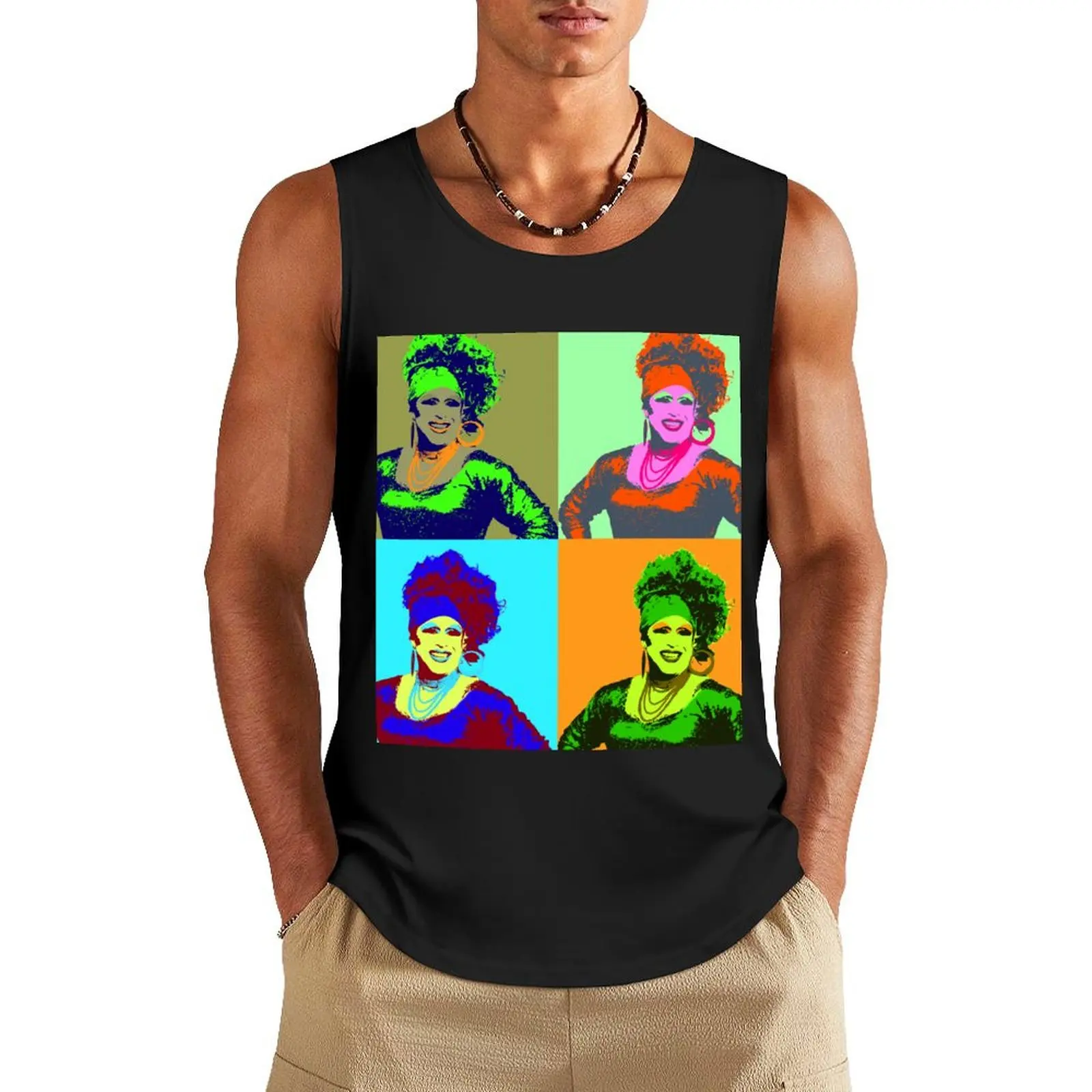 

Custom Pop art portrait Tank Top bodybuilding t shirt gym for men