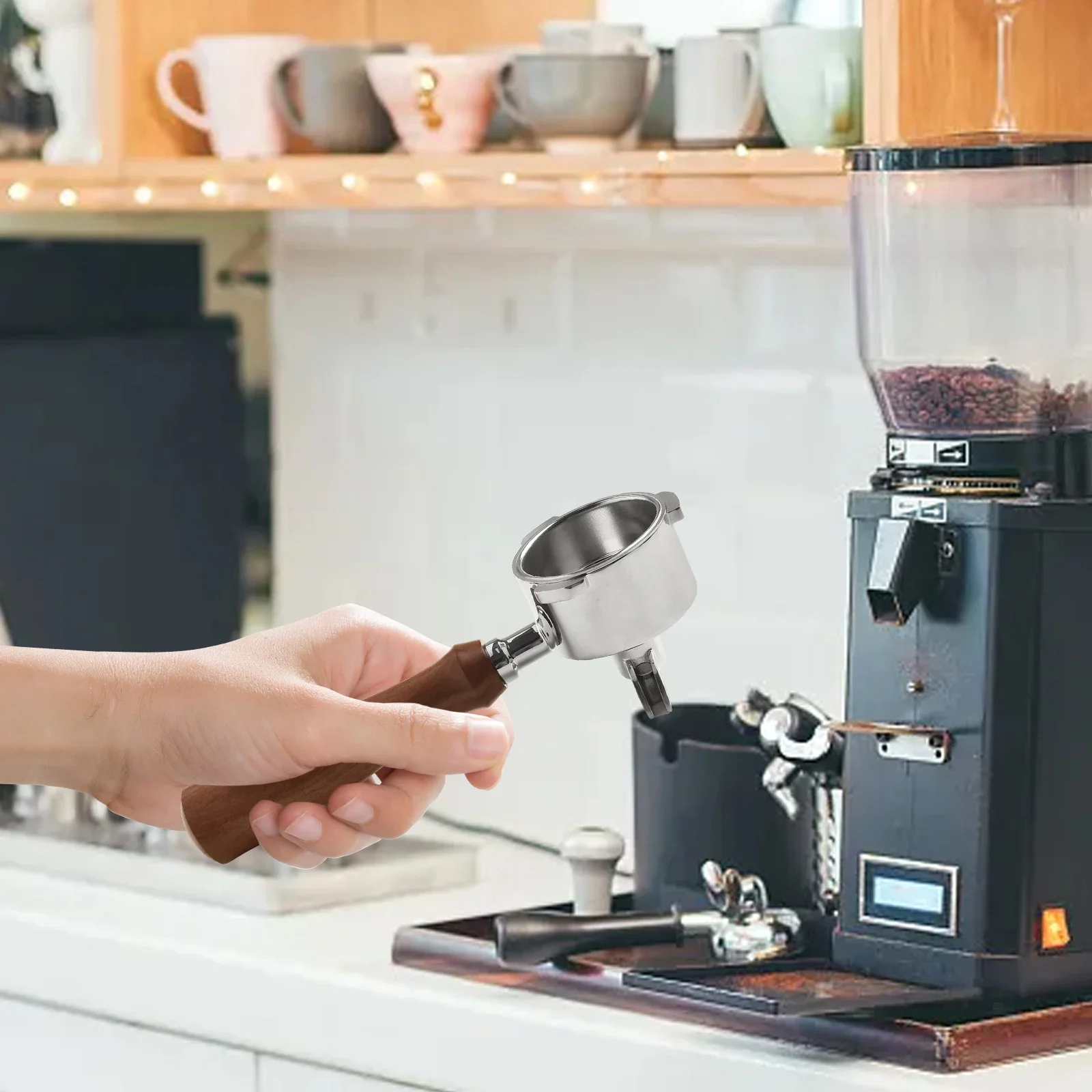 

Filter Coffee Maker Handle Single-layer With Basket Dual Nozzle Filter Single-layer Filter Stainless Steel Brand New