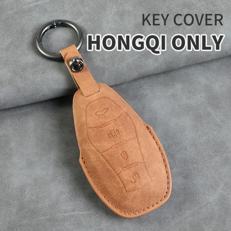 Suede Leather Car Key Case For FAW Hongqi H5 2021 2022 2023 Hongqi H5 Auto Remote Key Case Cover Interior Accessories