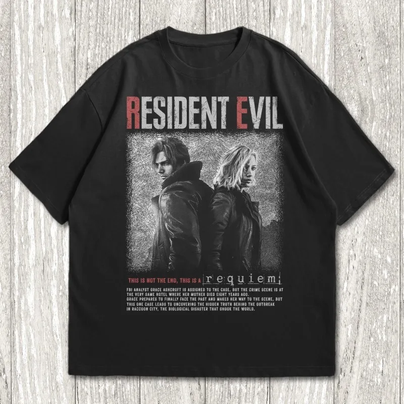Resident Evil Requiem, Leon Kennedy T-shirt, Horror Video Game Movie T-shirt, Men's T-shirt, Summer Unisex Casual T-shirt