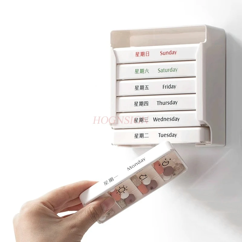 1set Portable one week medicine box, magnetic suction pill capsule packaging box, portable medication storage box