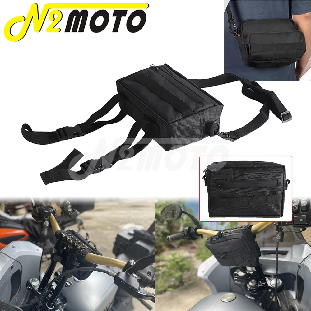 1680D Ballistic Nylon Waterproof Traveller Bar Handlebar T-Bar Bags Front Fork Tool Storage Bag For Harley Sportster XL 883 1200