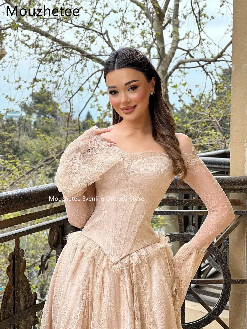 Mouzhetee Elegant A-Line Off The Shoulder Lace Evening Dresses Formal Party Gowns for Women Simple Prom Gown Customized 2026 2