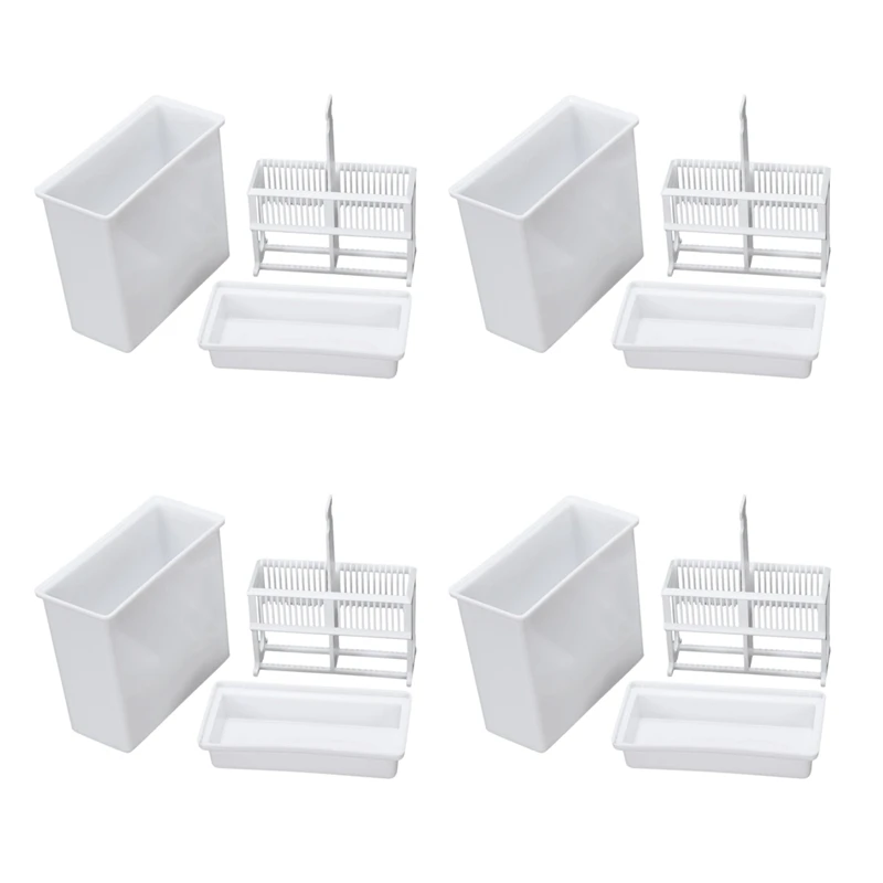 Promotion! 4X 2 In 1 White 24 Pieces Microscope Slides Staining Rack Dish Set