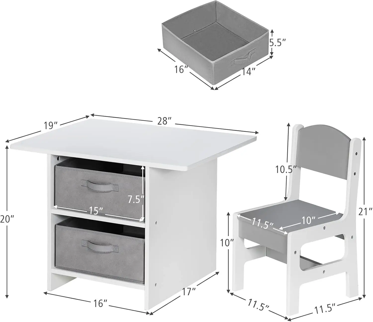 Kids Table and Chair Set, Wood Activity Table