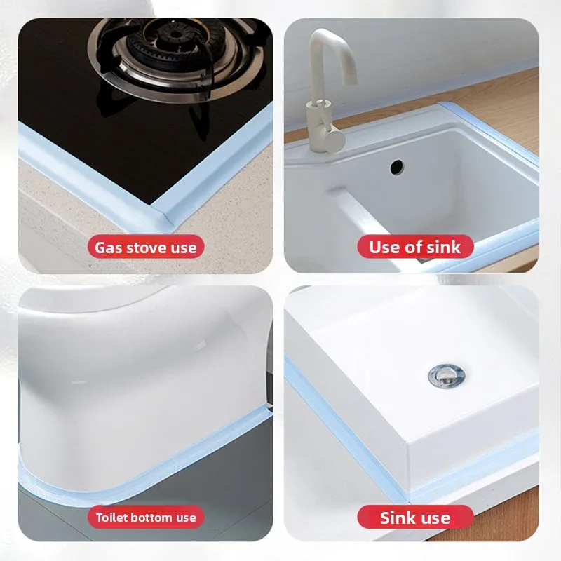شريط مقاوم للعفن للحوض وغسالة الأطباق والكونترتوب؛ شريط عازل بحافة مقاوم للماء، شريط توسيع وسميك، شريط تماس المطبخ