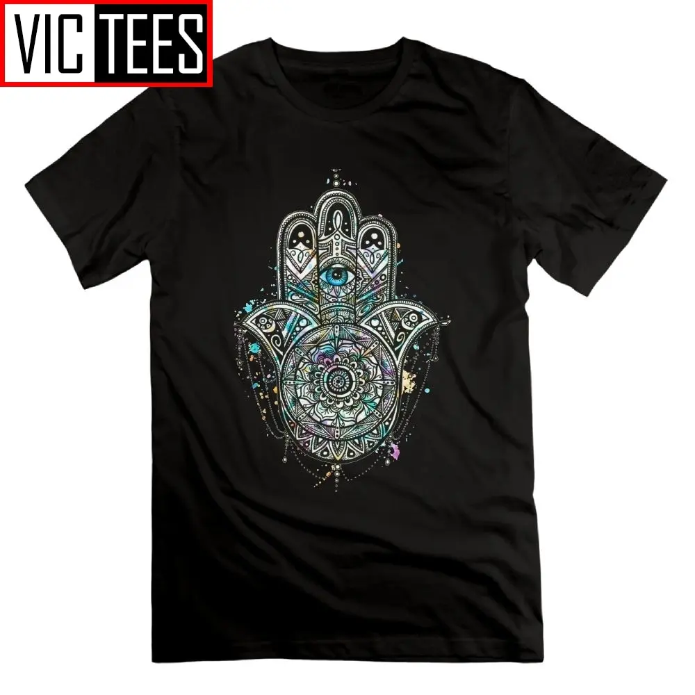 Hand of fatima Psychedelic T Shirt 100% Cotton Newest Round Collar Tees Short Sleeve T-Shirt Man's Vintage Clothing