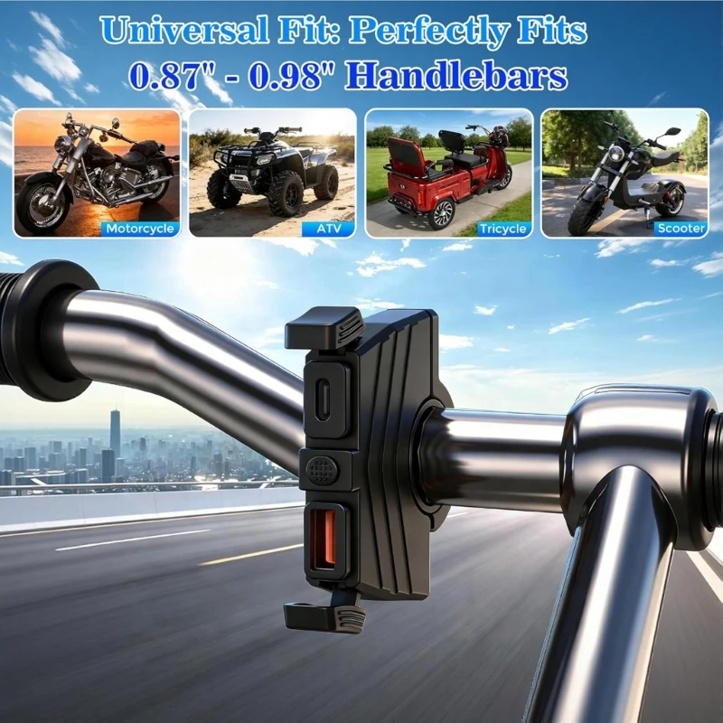 

High Speed Motorcycle Phone Chargers Double Port PD QC3.0 Technology IP65 Waterproof Design SAE to USB Charging Adapter