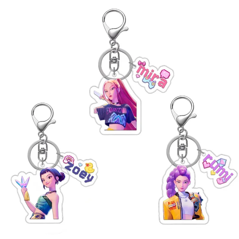 New Arrival Kpop Demon Hunters Keychain Hot Selling Anime Keyring Sold My Soul Theme Rumi Zoey Jinu Mira Accessories for Bags