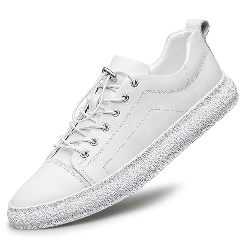 Fashion Casual Men White Shoes Genuine Leather Sneakers Flat Trend Shoes 2022 Big Size 47 48