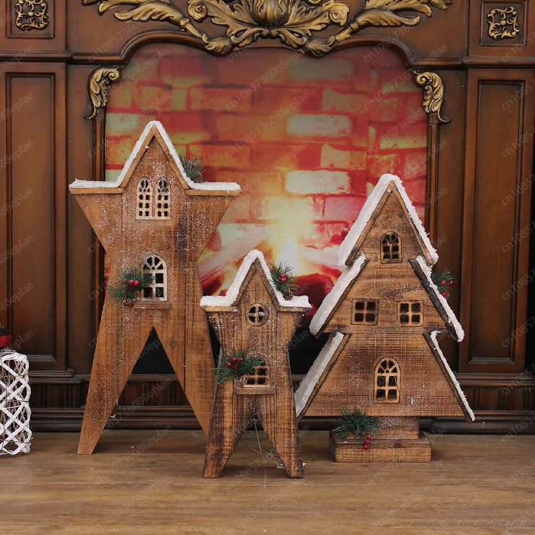 Christmas Log Snow House Christmas Glow Snow House Wooden Small Christmas Scene Decorations