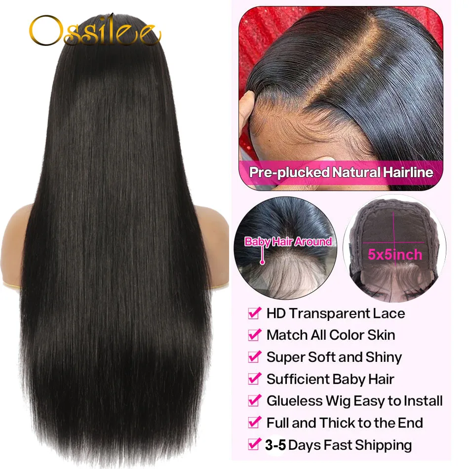 5X5 Hd Lace Closure Pruik Rechte Lijmloze Pruik Human Hair Brazilian 6X6 Lace Closure Pruik Pre Tokkelhaar Pruik