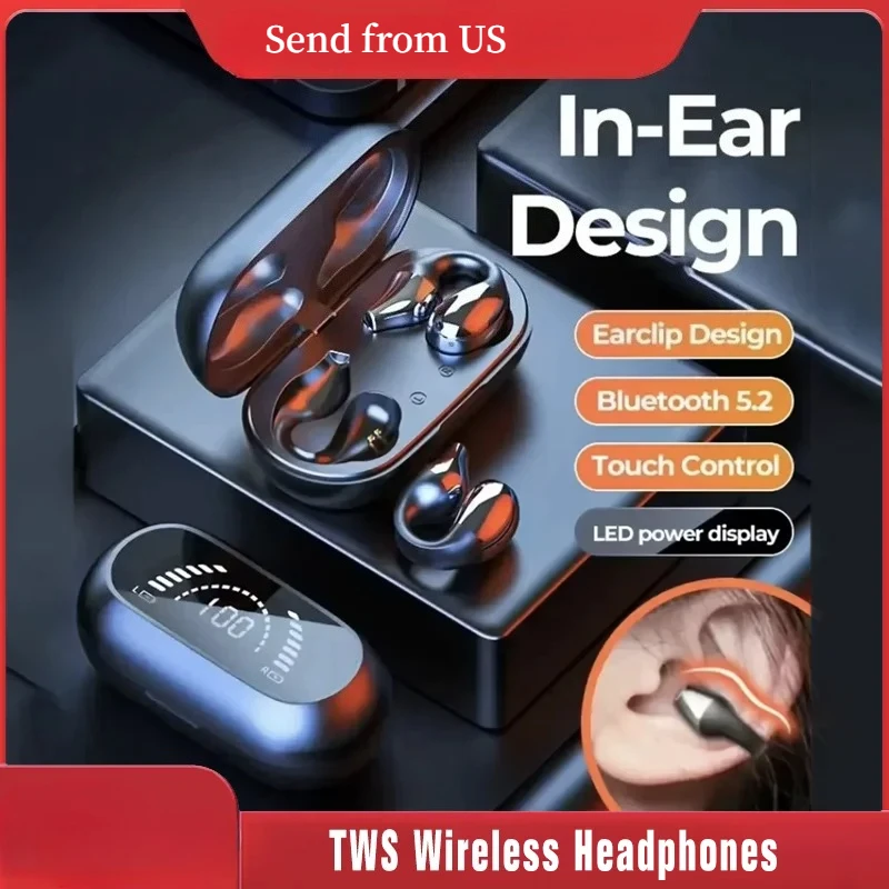 

Беспроводные наушники S03 с Bluetooth 5.3, костной проводимостью, дизайном с креплением на ухо, сенсорным управлением, LED-индикатором, внутриканальные, для спорта