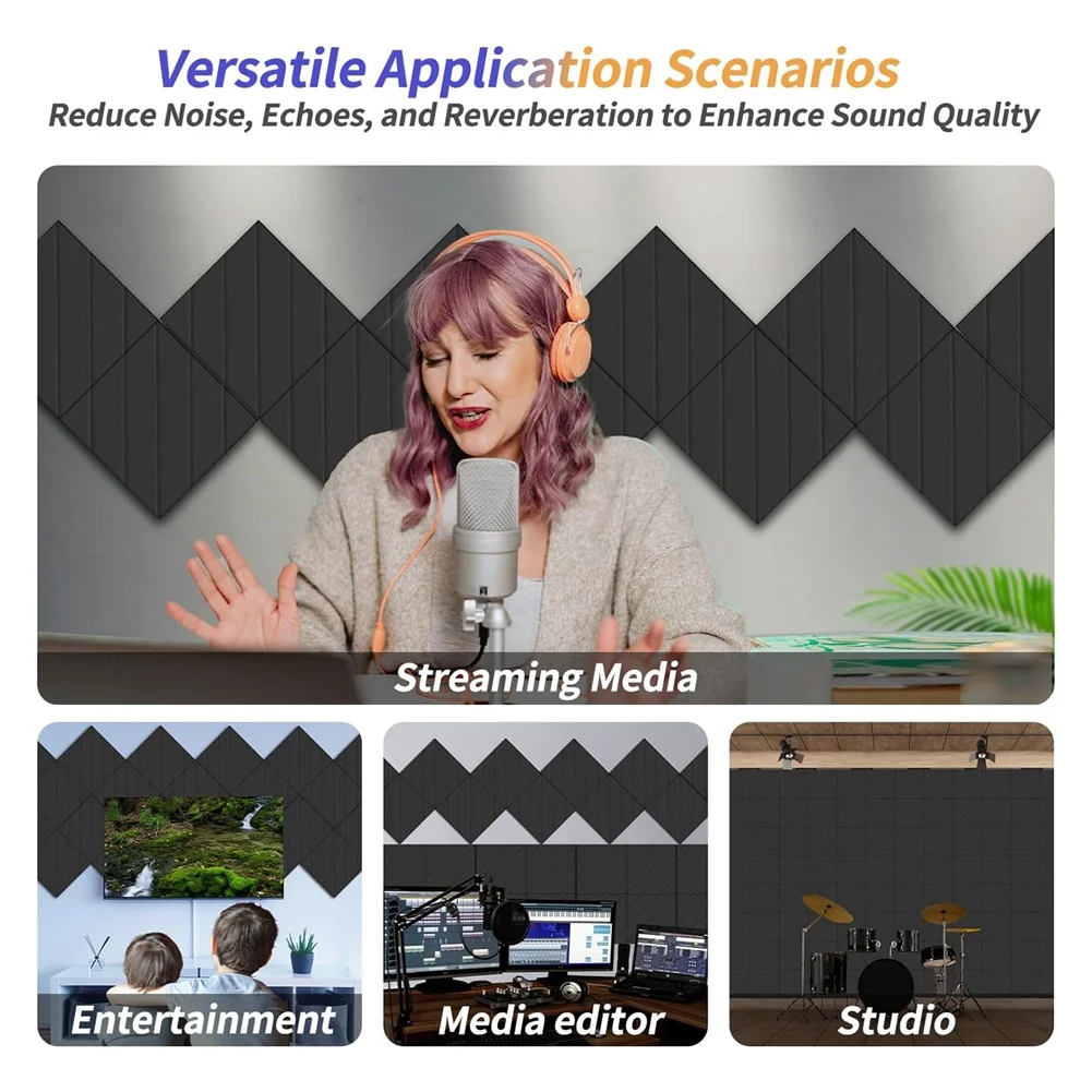 

A57T 12PCS Acoustic Panels,12X12x0.4 Inch Sound Proof Foam Panels Wall Decor For Home Office & Gaming Room