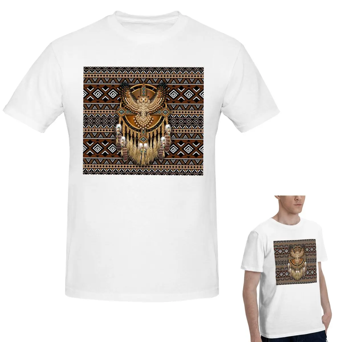 

100% хлопок, футболка в стиле индейской совы, мужская классическая футболка большого размера, мужские летние рубашки с круглым вырезом, топы, S-6XL