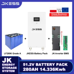 JKBMS ESS 14.336Kwh 15Kwh 51.2V LifePO4 Battery Pack Battery Kits 48V 280AH LifePO4 Solar System Inverter BMS Active Balance