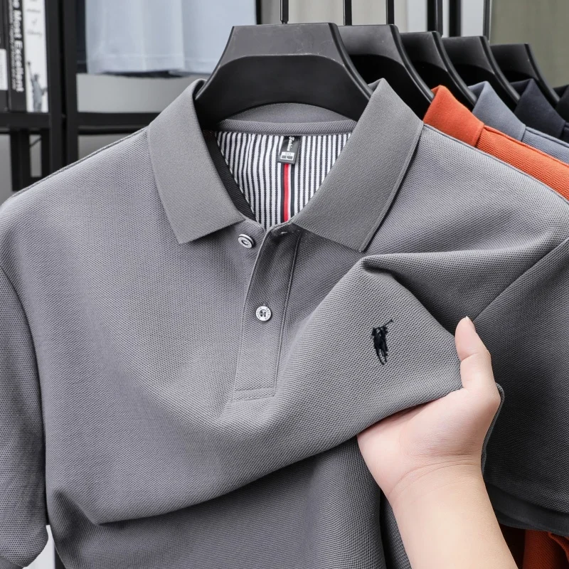 100% pure cotton short sleeved polo shirt high-end luxury brand fashion Paul Pony embroidery golf men's business casual T-shirt