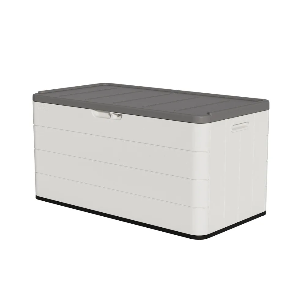Outdoor Storage Box Waterproof 100 Gallon Lockable Resin Deck Box Large Patio Storage Bin for Pool Accessories Cushion
