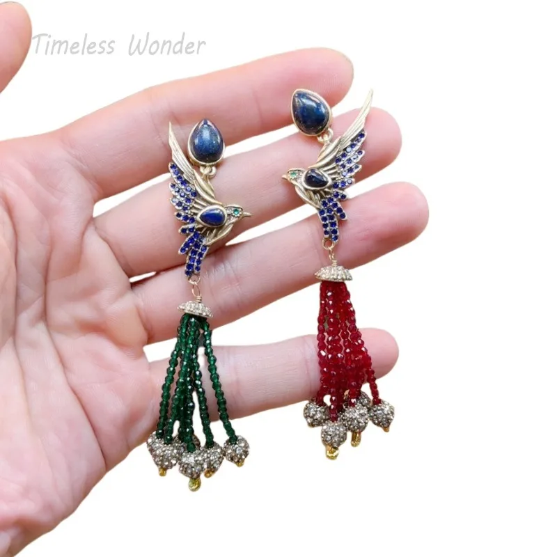 

Timeless Wonder Fancy Zircon Geo Beaded Bird Stud Earrings for Women Designer Jewelry Trendy Ins Rare Cute Vintage Mix Set 2264