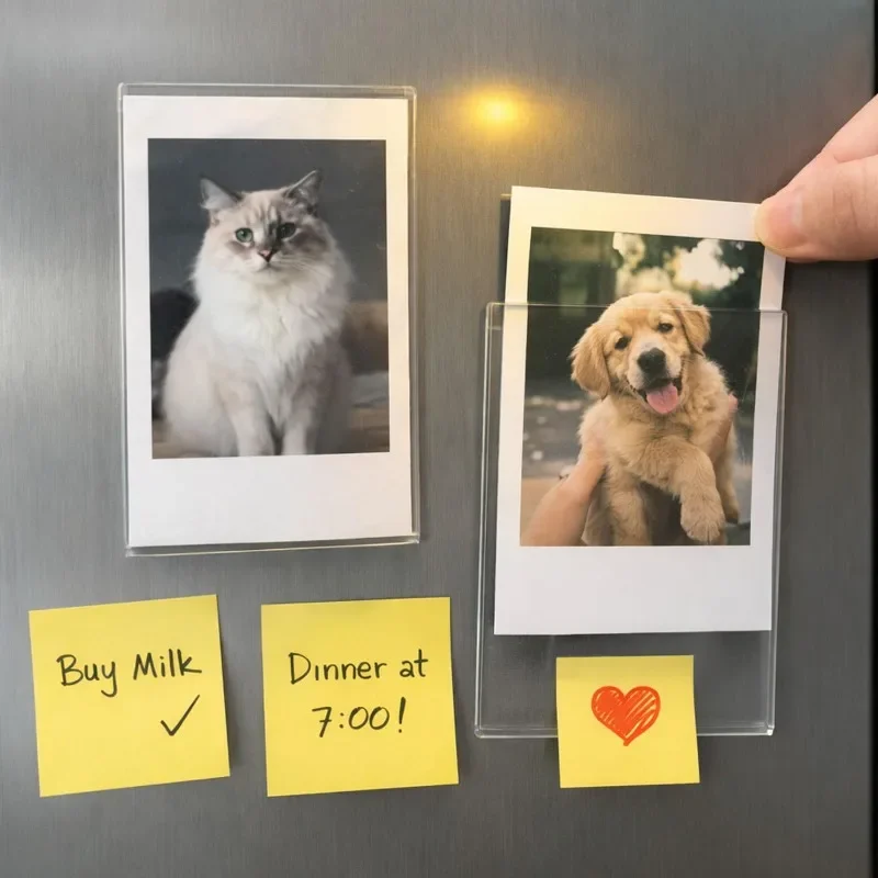 Transparent Magnetic Photo Framed Polaroid Photo Card Holder Easy Change Photo Display Refrigerator Fridge Magnet Home Decor