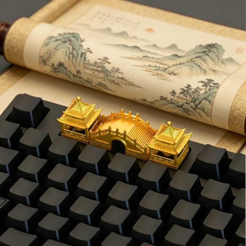 

Chinese Pavilion Bridge Artisan Keycaps 3D Custom Keycap for Mechanical Keyboard Unique Oriental Decor MX Switch Accessories