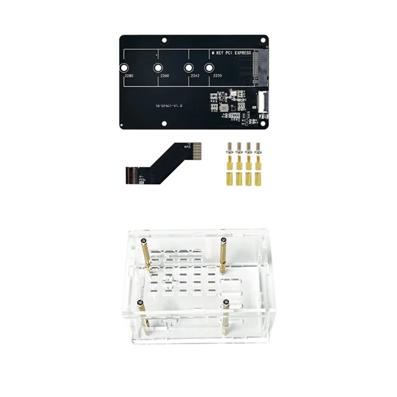 

Для Raspberry Pi 5, специальная плата расширения твердотельного накопителя PCIE-M.2 NVME SSD 2230 2242 2260 2280, поддержка кулера Pi5