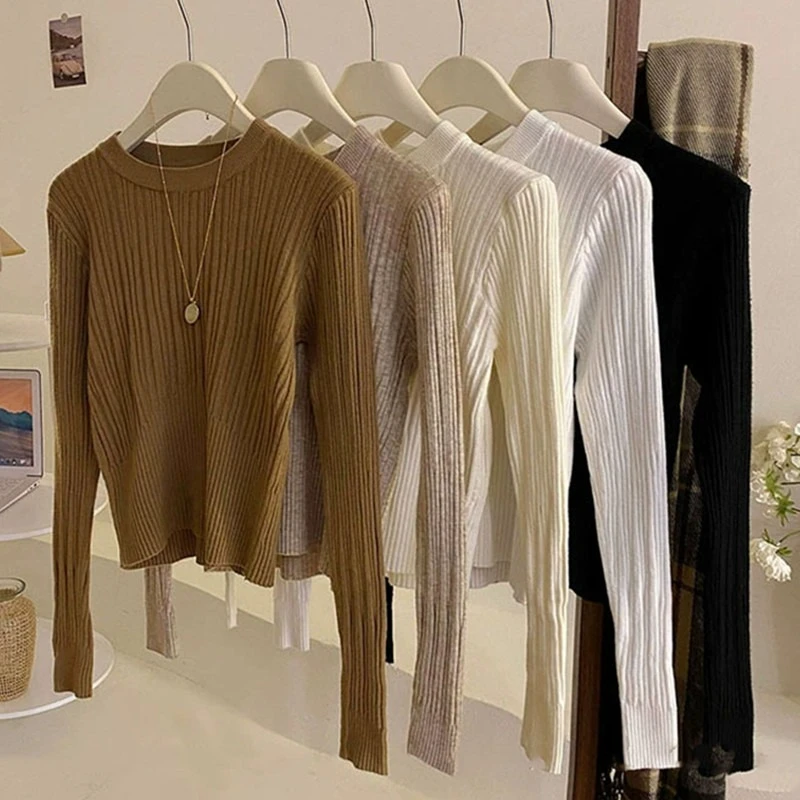 AOSSVIAO 2026 Autumn Winter Unique Slim‑Fit O-Neck Women Pullover Base Top Elegant Long Sleeve Knit Sweater for Layering