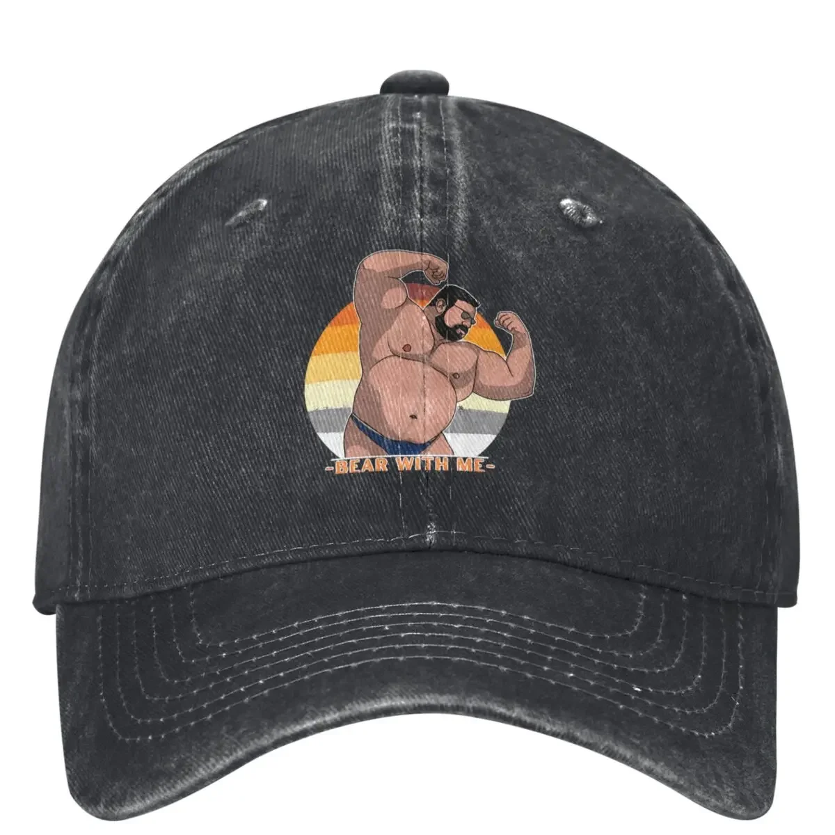 

Bear With Me Chubby Bear LGBT Denim Baseball Cap Outdoor Sport Hip Hop Dad Hats Summer Men Fitted Retro Designer Baseball Caps