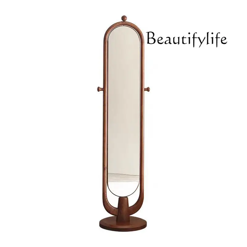 

Medieval solid wood full-body mirror household rotatable simple floor full-length mirror