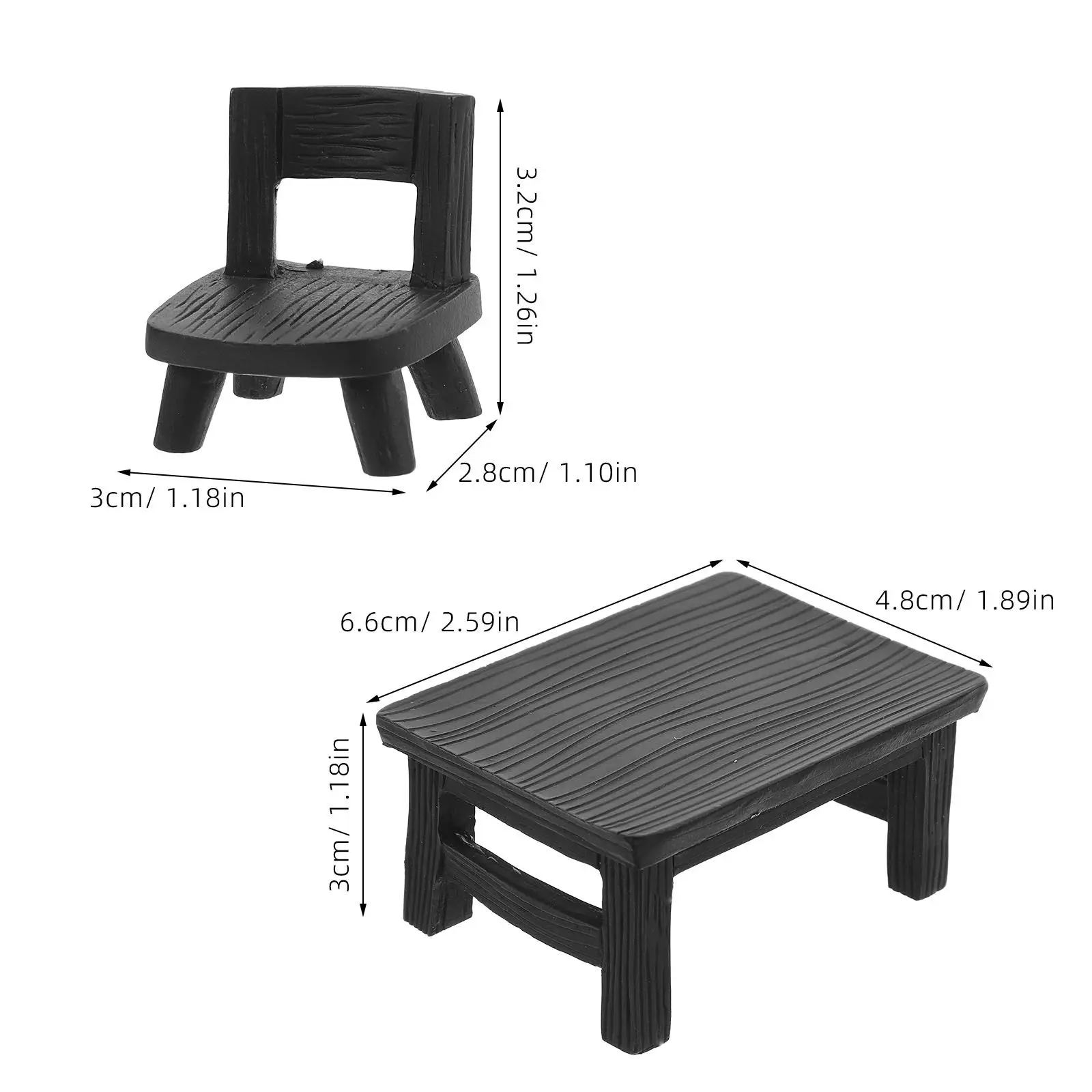 Miniature Resin Table and Chair Set Detailed Simulation Fairy Garden Decoration Micro Landscape Ornament for Home