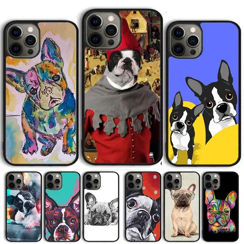 Cute French Bulldog Boston Terrier Phone Case for iPhone 17 Air 16 15 14 12 13 PLUS 11 PRO MAX Cover Fundas