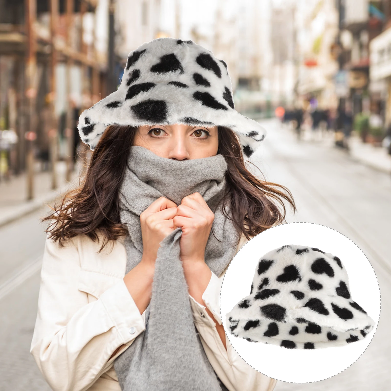

Flannel Fisherman Hat Wide Brim Bucket Women Cute Black Hats Autumn Winter Warm Furry Casual Reversible Lightweight Breathing