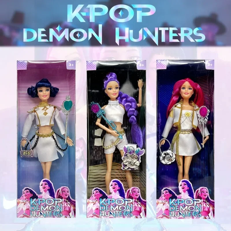 2025 novo 30cm k-pop demon hunters boneca altamente restaurado personagem anime brinquedo de vinil rumi mira zoey presente surpresa de aniversário para meninas